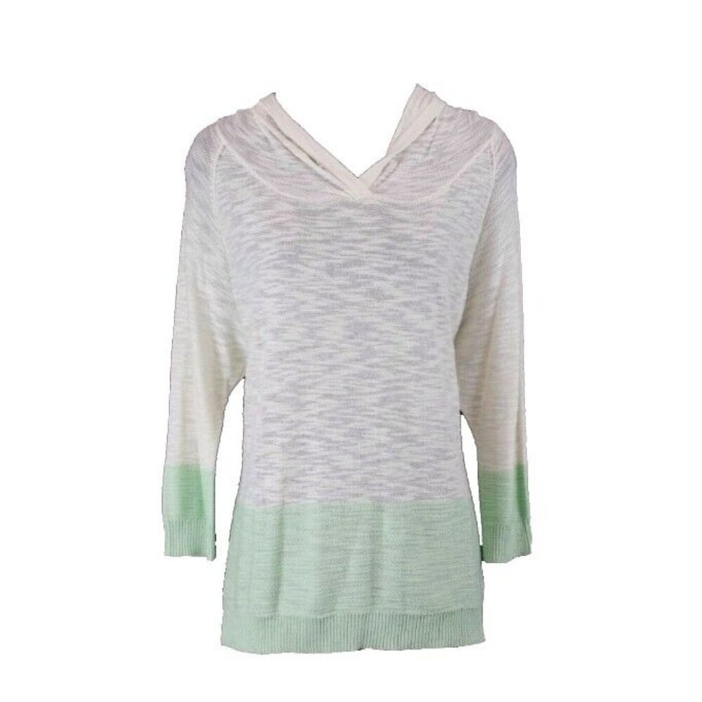 Sparrow $78 Sz S Creme Cream Mint Hooded 3/4 Slv Cotton Blend Sweater Top
